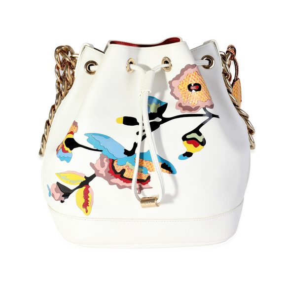 Dior White Calfskin & Multicolor Python Appliqué Paradise Bubble Bucket Bag - Picture 1 of 8